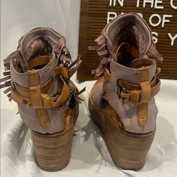 A.S.98 Woven Blush Wedge Sandals - Picture 4 of 5